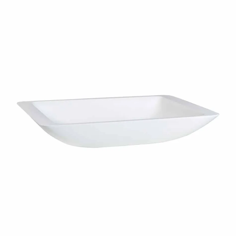Lavabo Bagno da Appoggio Rettangolare in Solid Surface Bianco - Albertina Viadurini