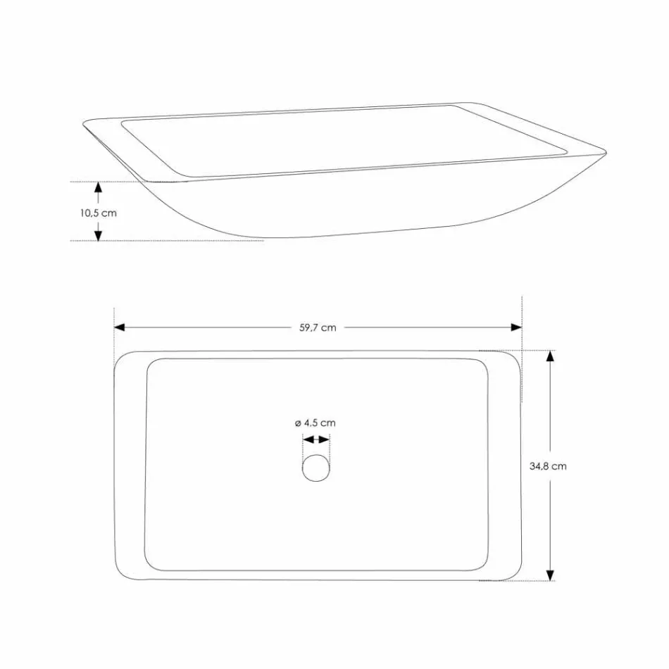 Lavabo Bagno da Appoggio Rettangolare in Solid Surface Bianco - Albertina Viadurini