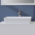 Lavabo Bagno da Appoggio Rettangolare in Solid Surface Finitura Bianca - Sider Viadurini