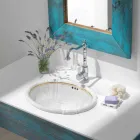 Lavabo bagno da incasso in porcellana e oro made in Italy, Santiago Viadurini
