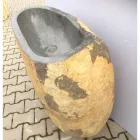 Lavabo bagno design a colonna in pietra naturale Mare, pezzo unico Viadurini