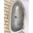 Lavabo bagno design a colonna in pietra naturale Mare, pezzo unico Viadurini