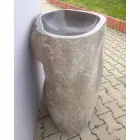 Lavabo bagno design a colonna in pietra naturale Mare, pezzo unico Viadurini