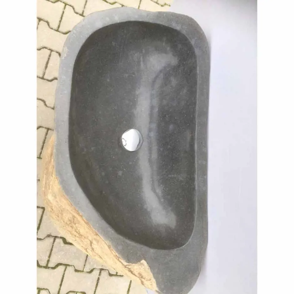 Lavabo bagno design a colonna in pietra naturale Mare, pezzo unico Viadurini