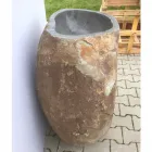 Lavabo bagno design a colonna in pietra naturale Mare, pezzo unico Viadurini
