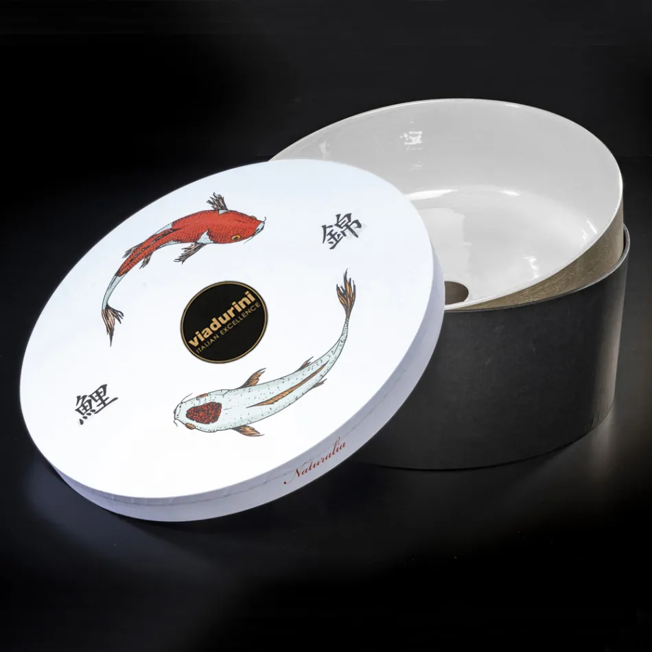 Lavabo Bagno Design Bianco in Argilla Refrattaria Made in Italy - Tatiana Viadurini