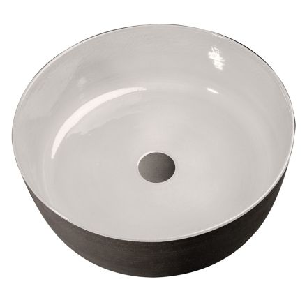 Lavabo Bagno Design Bianco in Argilla Refrattaria Made in Italy - Tatiana Viadurini