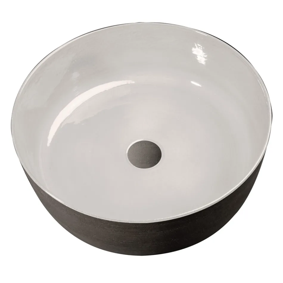 Lavabo Bagno Design Bianco in Argilla Refrattaria Made in Italy - Tatiana Viadurini