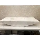 Lavabo bagno di design da appoggio in pietra bianca Vox, fatto a mano Viadurini
