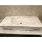 Lavabo bagno di design da appoggio in pietra bianca Vox, fatto a mano Viadurini