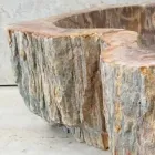 Lavabo bagno di design in legno fossile Star mini, pezzo unico Viadurini
