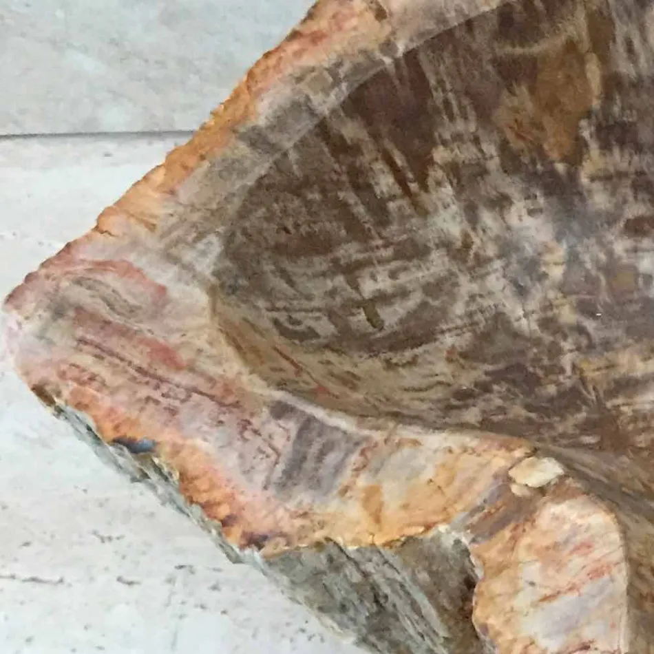 Lavabo bagno di design in legno fossile Star mini, pezzo unico Viadurini