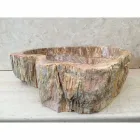 Lavabo bagno di design in legno fossile Star mini, pezzo unico Viadurini