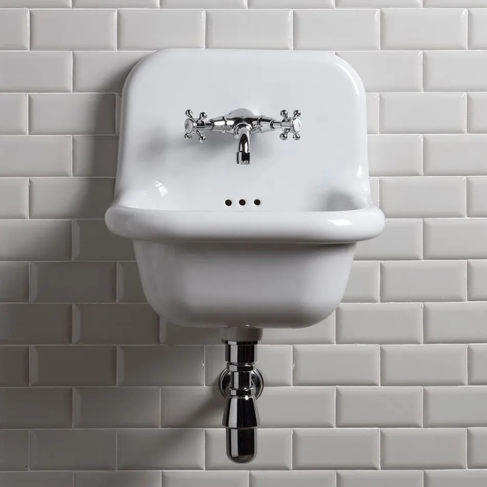 Lavabo Bagno Freestanding in Ceramica Bianca e Colorata 42 cm - Meridiano Viadurini