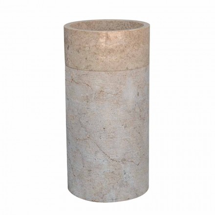 Lavabo Bagno Freestanding in Marmo Finitura Avorio Forma Cilindrica - Cremino Viadurini