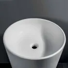 Lavabo Bagno Freestanding in Resina Bianca dalla Forma Cilindrica - Libertino Viadurini