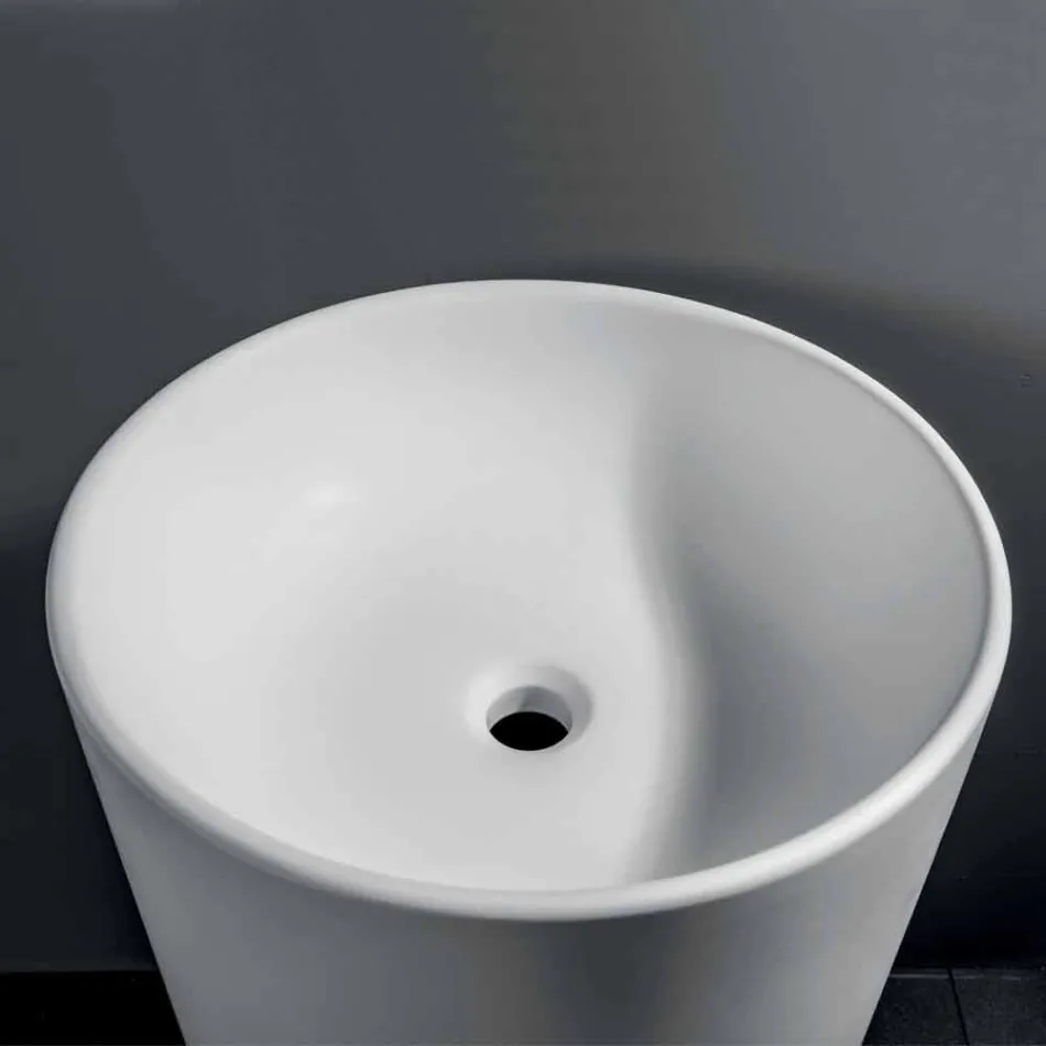 Lavabo Bagno Freestanding in Resina Bianca dalla Forma Cilindrica - Libertino Viadurini