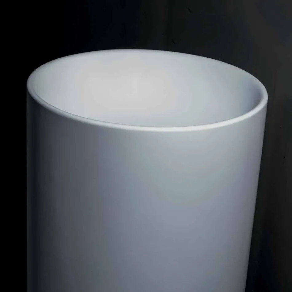 Lavabo Bagno Freestanding in Resina Bianca dalla Forma Cilindrica - Libertino Viadurini