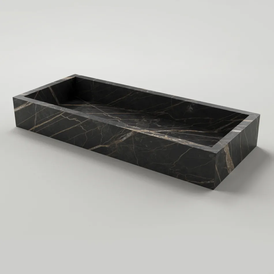Lavabo Bagno in Gres Porcellanato Effetto Marmo Made in Italy - Ludmilla Viadurini