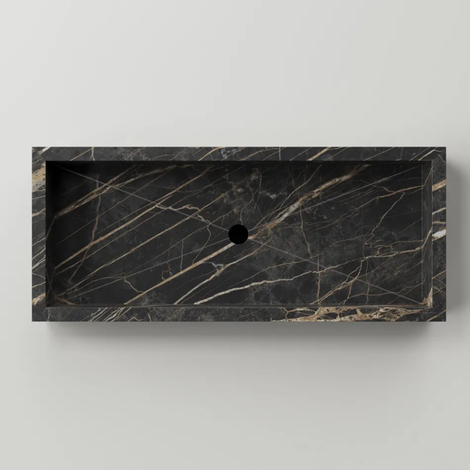 Lavabo Bagno in Gres Porcellanato Effetto Marmo Made in Italy - Ludmilla Viadurini