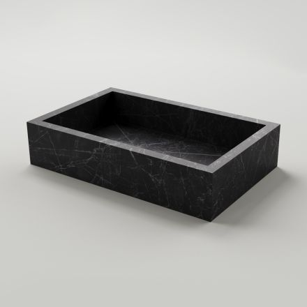 Lavabo Bagno in Gres Porcellanato Effetto Marmo Made in Italy - Ludmilla Viadurini