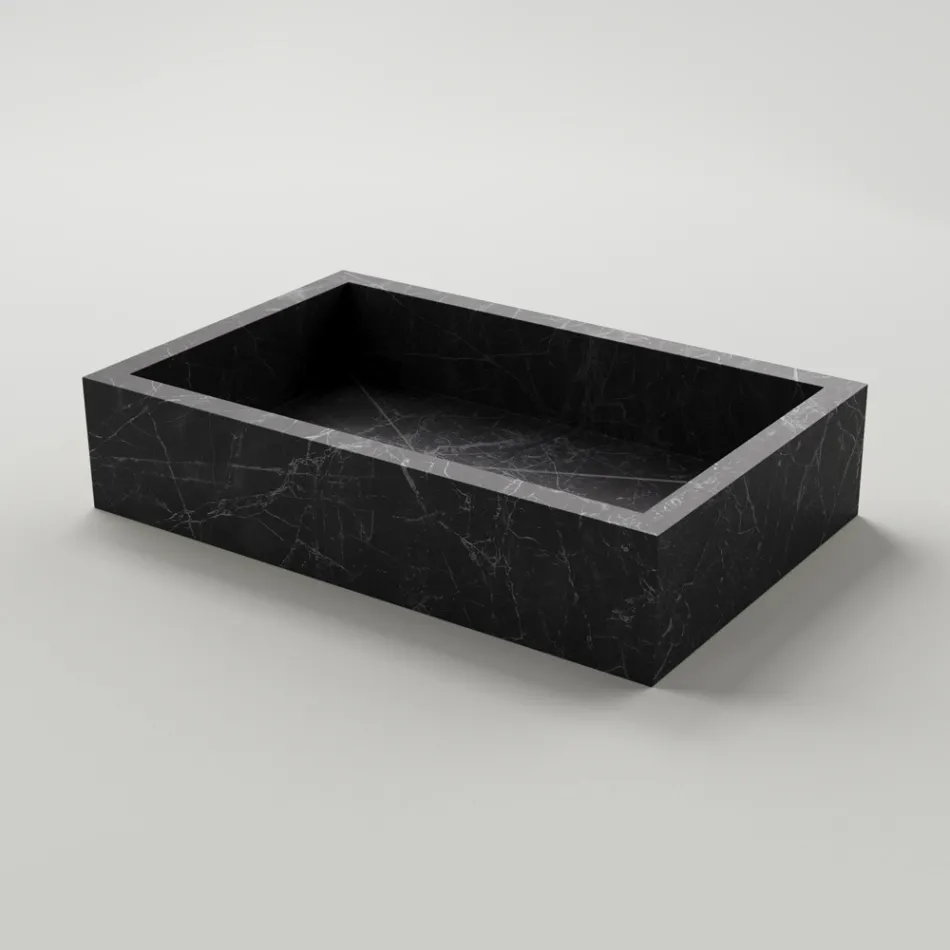 Lavabo Bagno in Gres Porcellanato Effetto Marmo Made in Italy - Ludmilla Viadurini