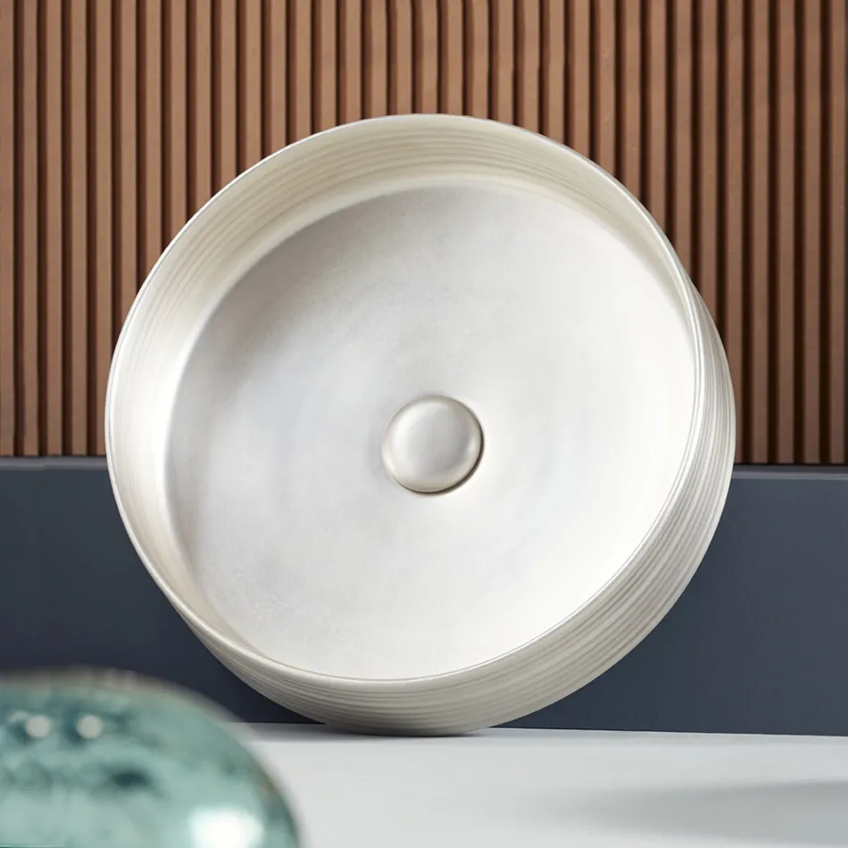 Lavabo Bagno in Grès Porcellanato Tornito a Mano Made in italy - Freccette Viadurini
