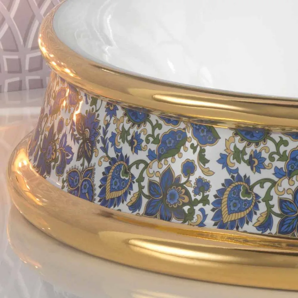 Lavabo bagno semincasso in fire clay e oro fatto in Italia, Manilo Viadurini