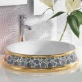 Lavabo bagno semincasso in fire clay e oro 24k fatto in Italia, Manilo