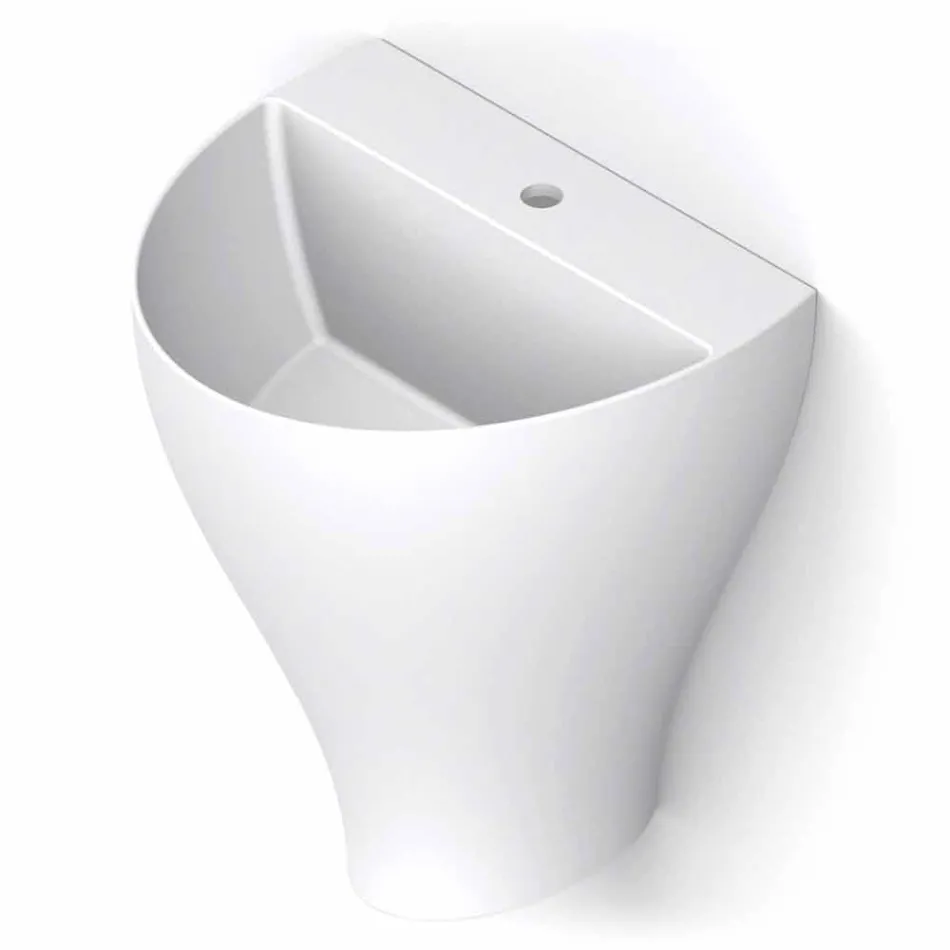 Lavabo bagno sospeso moderno in ceramica fatto in Italia, Fiorello Viadurini