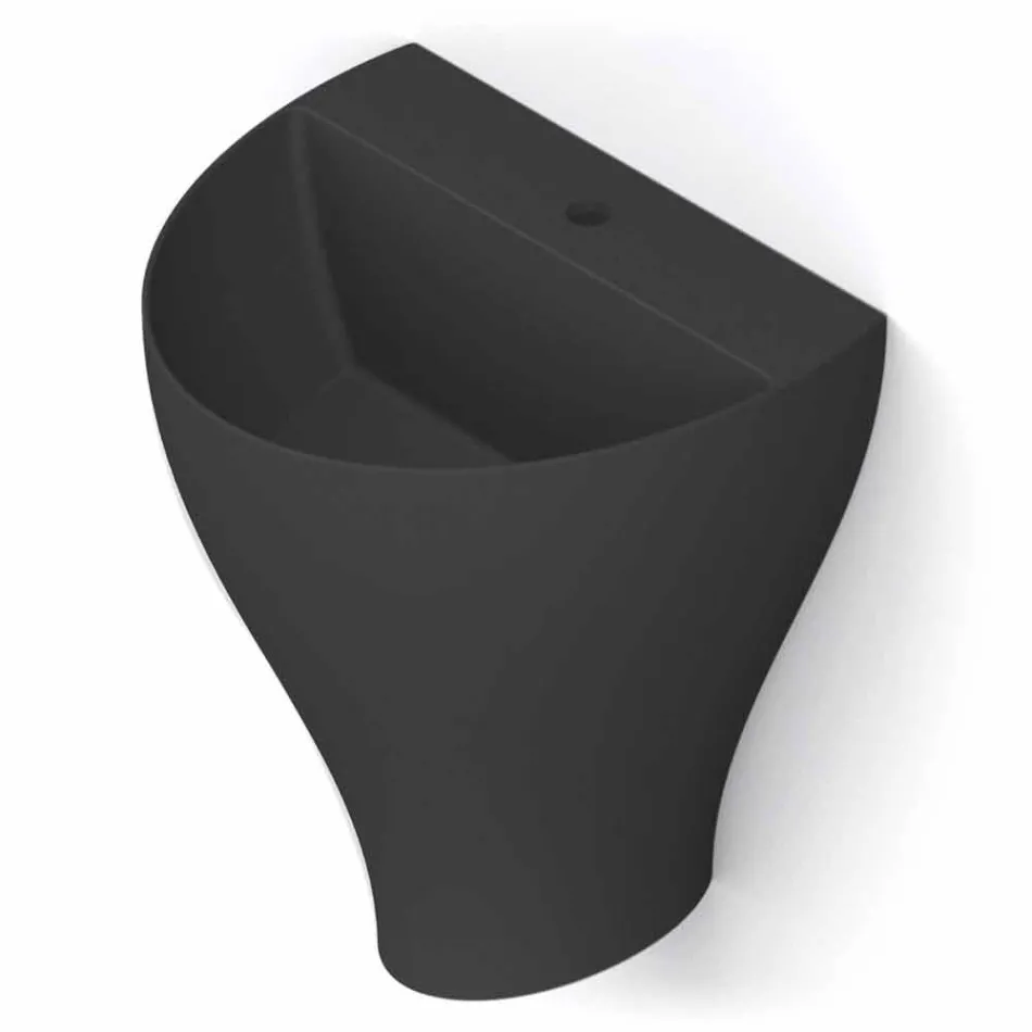 Lavabo bagno sospeso moderno in ceramica fatto in Italia, Fiorello Viadurini