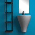 Lavabo bagno sospeso moderno in ceramica fatto in Italia, Fiorello Viadurini
