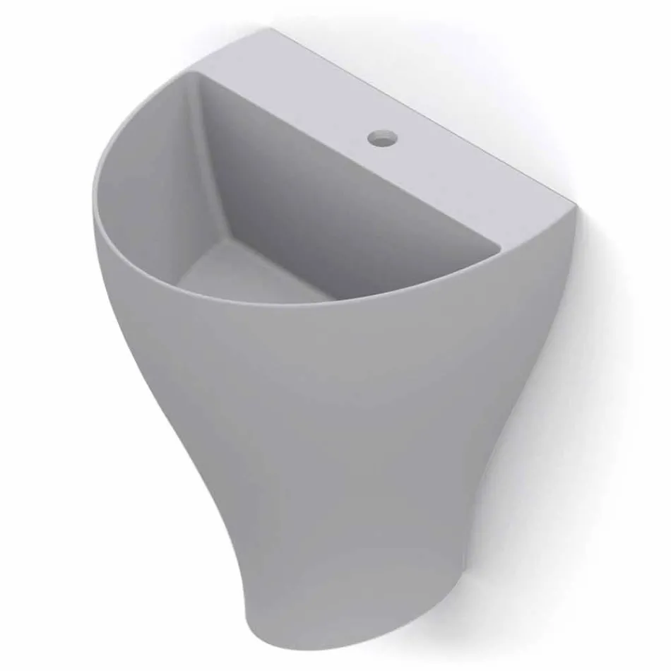Lavabo bagno sospeso moderno in ceramica fatto in Italia, Fiorello Viadurini