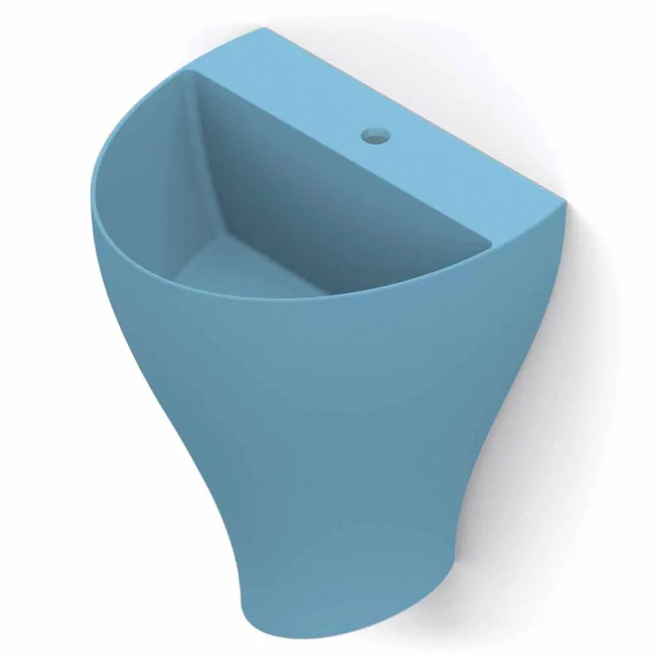 Lavabo bagno sospeso moderno in ceramica fatto in Italia, Fiorello Viadurini