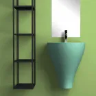 Lavabo bagno sospeso moderno in ceramica fatto in Italia, Fiorello Viadurini