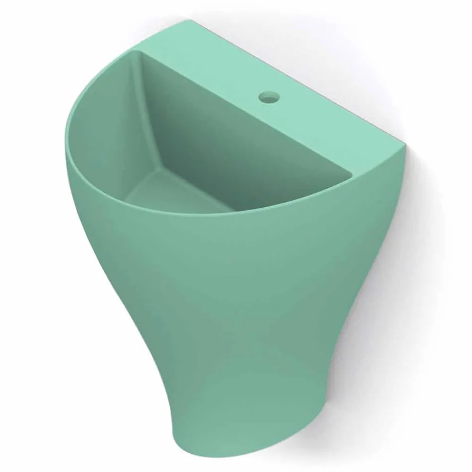 Lavabo bagno sospeso moderno in ceramica fatto in Italia, Fiorello Viadurini