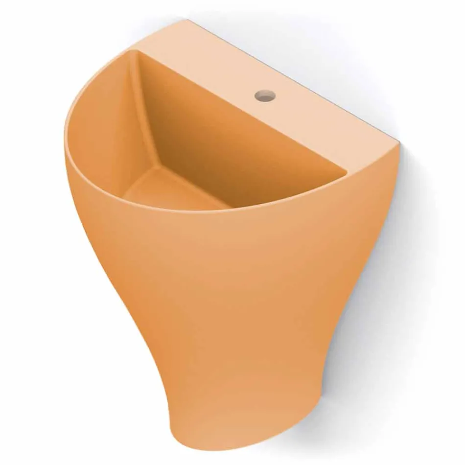 Lavabo bagno sospeso moderno in ceramica fatto in Italia, Fiorello Viadurini