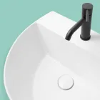 Lavabo bagno sospeso moderno in ceramica fatto in Italia, Fiorello Viadurini
