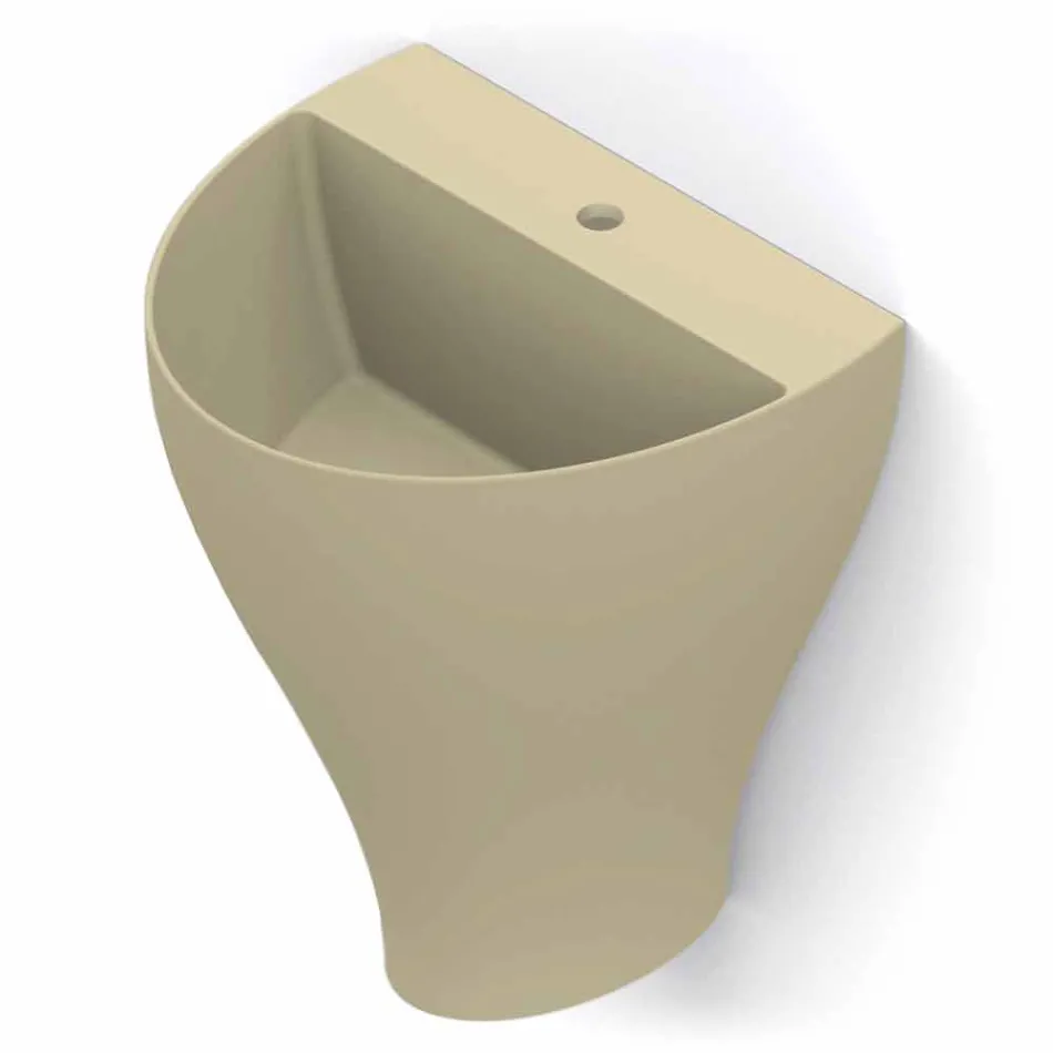 Lavabo bagno sospeso moderno in ceramica fatto in Italia, Fiorello Viadurini