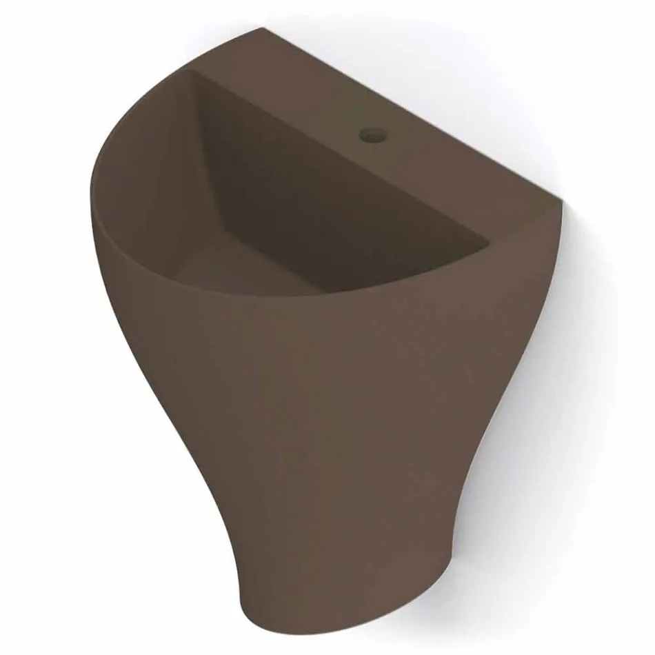 Lavabo bagno sospeso moderno in ceramica fatto in Italia, Fiorello Viadurini