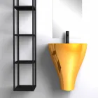 Lavabo bagno sospeso moderno in ceramica fatto in Italia, Fiorello Viadurini