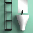 Lavabo bagno sospeso moderno in ceramica fatto in Italia, Fiorello Viadurini