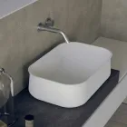 Lavabo Bianco Alto Rettangolare da Bagno Moderno di Design da Appoggio - Tulyp2 Viadurini
