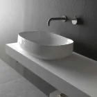 Lavabo Bianco di Design Moderno in Ceramica da Appoggio Made in Italy - Tune2 Viadurini