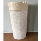 Lavabo bianco in pietra naturale a colonna Siro design, pezzo unico Viadurini