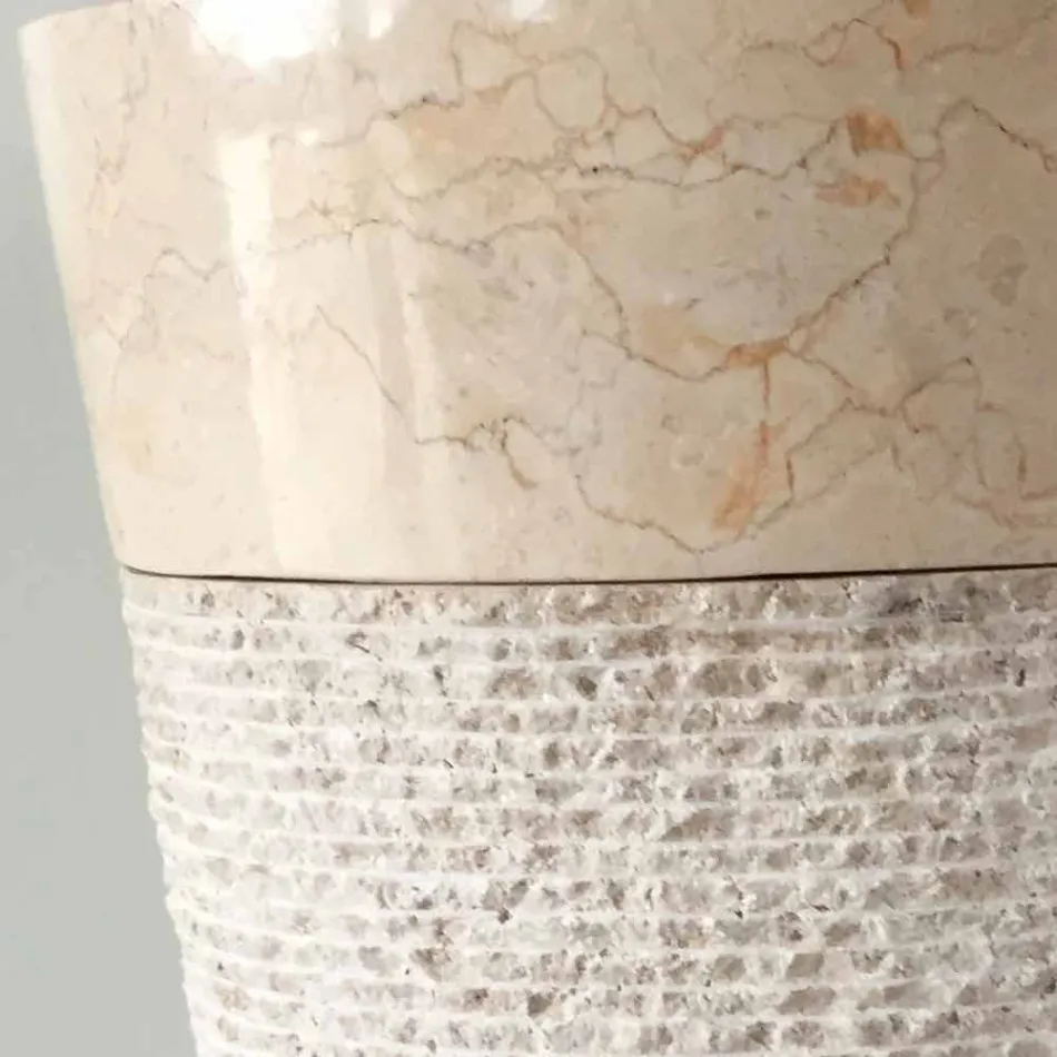 Lavabo bianco in pietra naturale a colonna Siro design, pezzo unico Viadurini