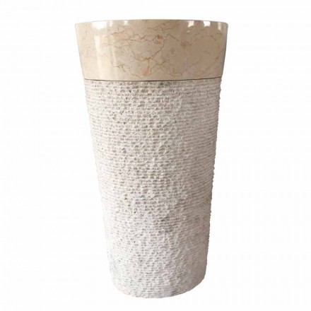 Lavabo bianco in pietra naturale a colonna Siro design, pezzo unico Viadurini