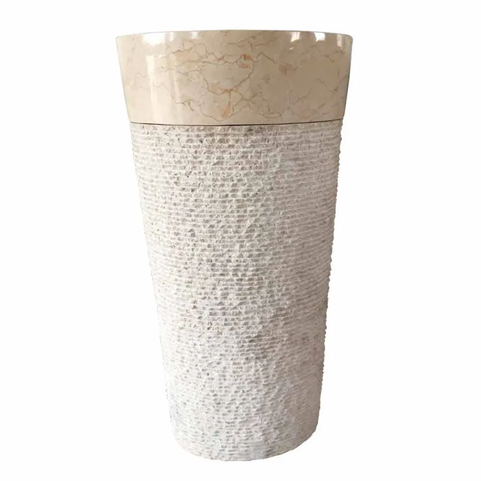Lavabo bianco in pietra naturale a colonna Siro design, pezzo unico Viadurini