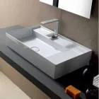 Lavabo ceramica da appoggio design moderno made in Italy Sun 65x40 cm Viadurini