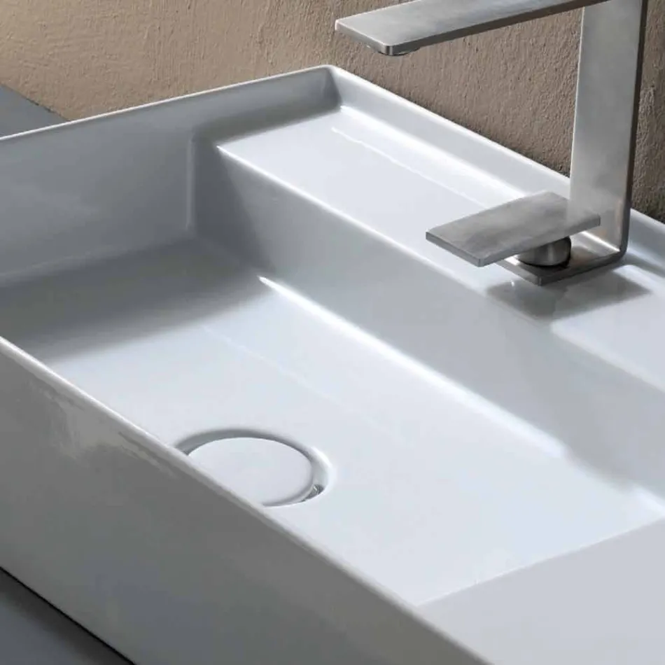 Lavabo ceramica da appoggio design moderno made in Italy Sun 65x40 cm Viadurini